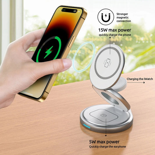 3 In 1 Zinc Alloy Magnetic Folding Charger