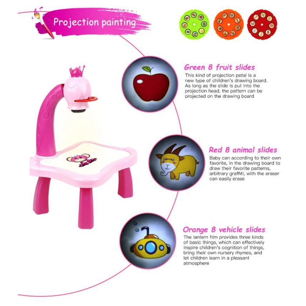 Children LED Projector Art Drawing Table