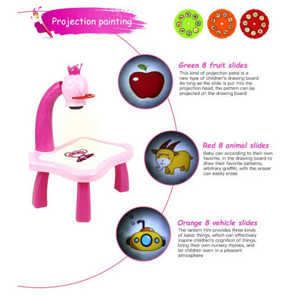 Children LED Projector Art Drawing Table