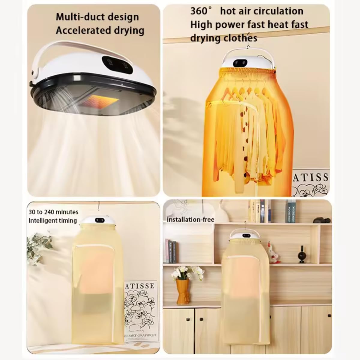 Compact Portable Clothes Dryer with Remote