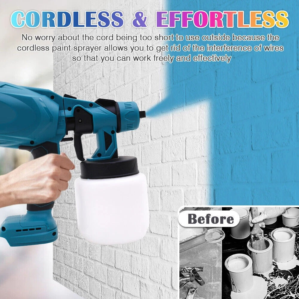 Electric High-Pressure Cordless Paint Sprayer – 1200ML Large Tank