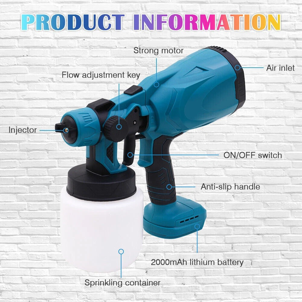 Electric High-Pressure Cordless Paint Sprayer – 1200ML Large Tank