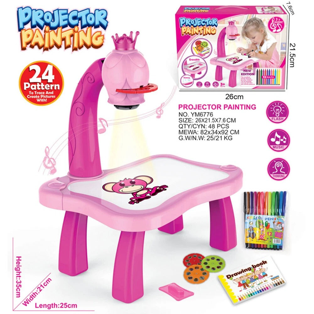 Children LED Projector Art Drawing Table