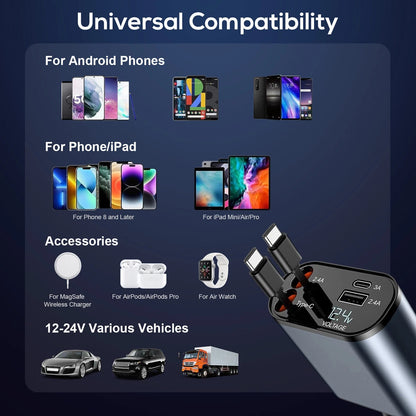 4-in-1 Retractable Car Charger